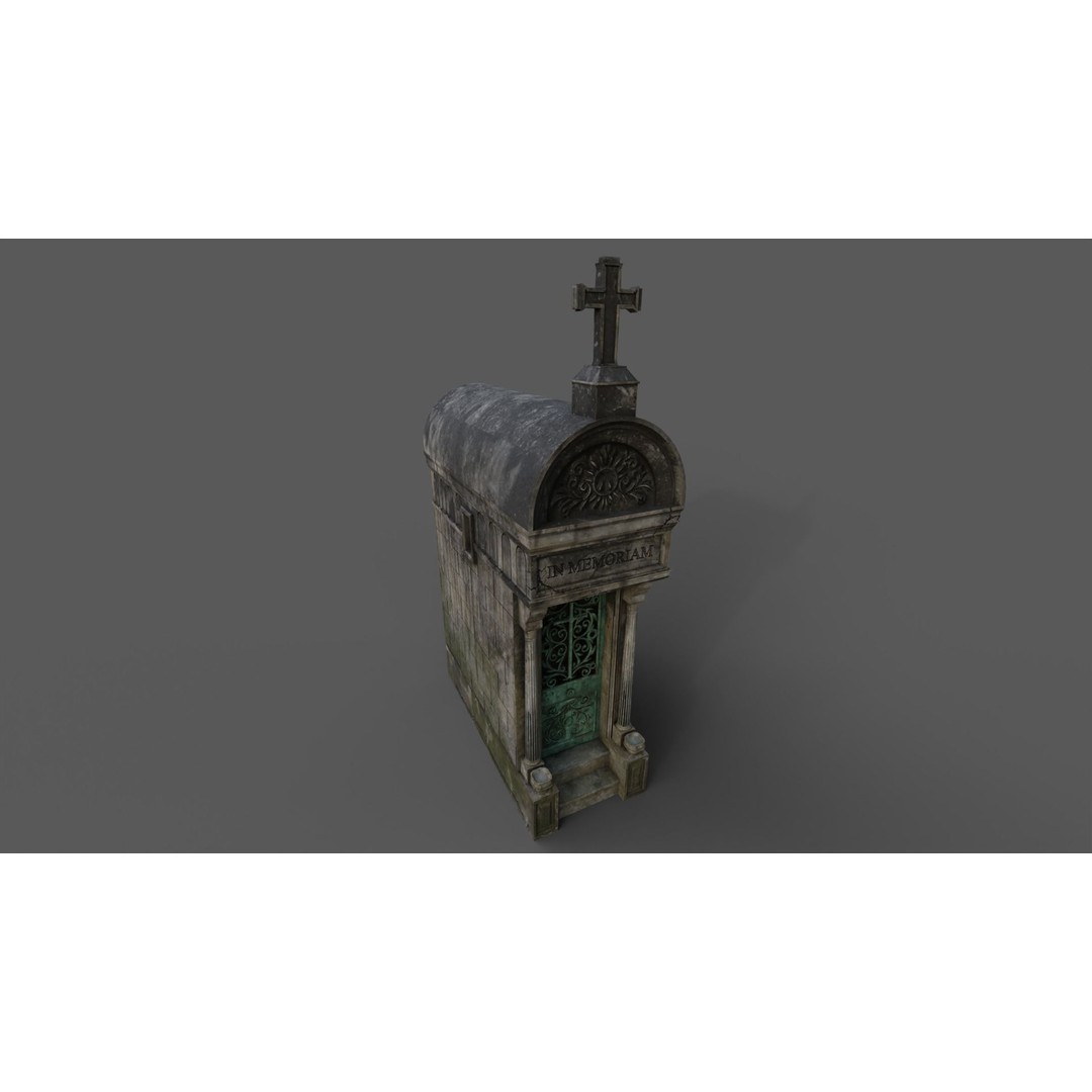 Cemetery Mausoleum 3D Model – Low Poly Game Ready Asset, FBX & OBJ - View 6