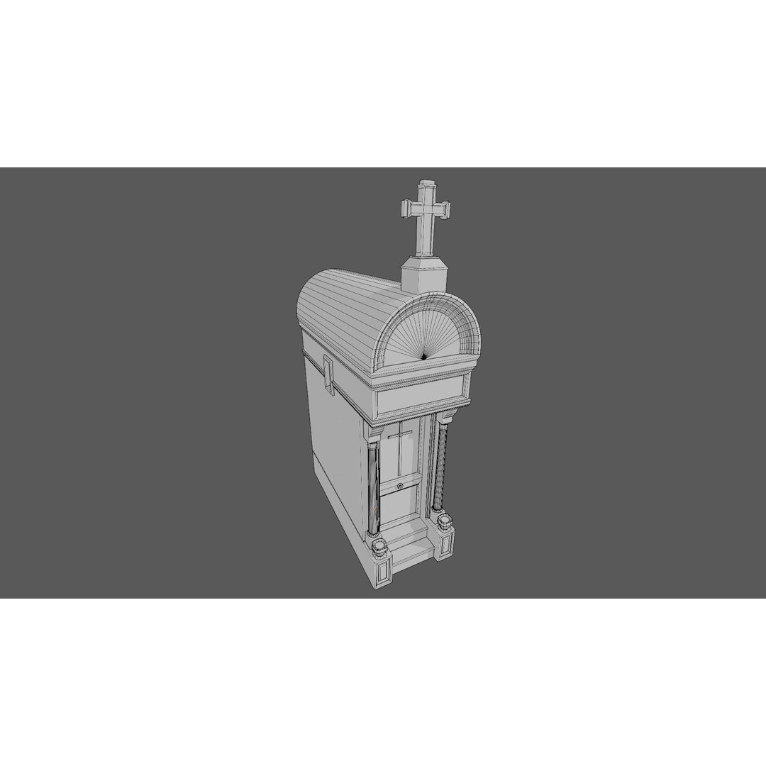 Cemetery Mausoleum 3D Model – Low Poly Game Ready Asset, FBX & OBJ - View 7