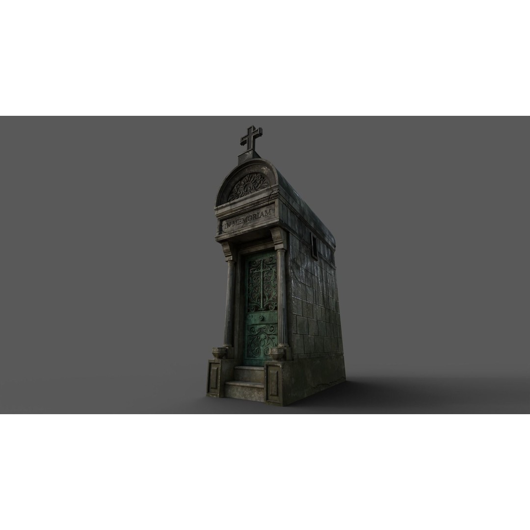 Cemetery Mausoleum 3D Model – Low Poly Game Ready Asset, FBX & OBJ - View 8