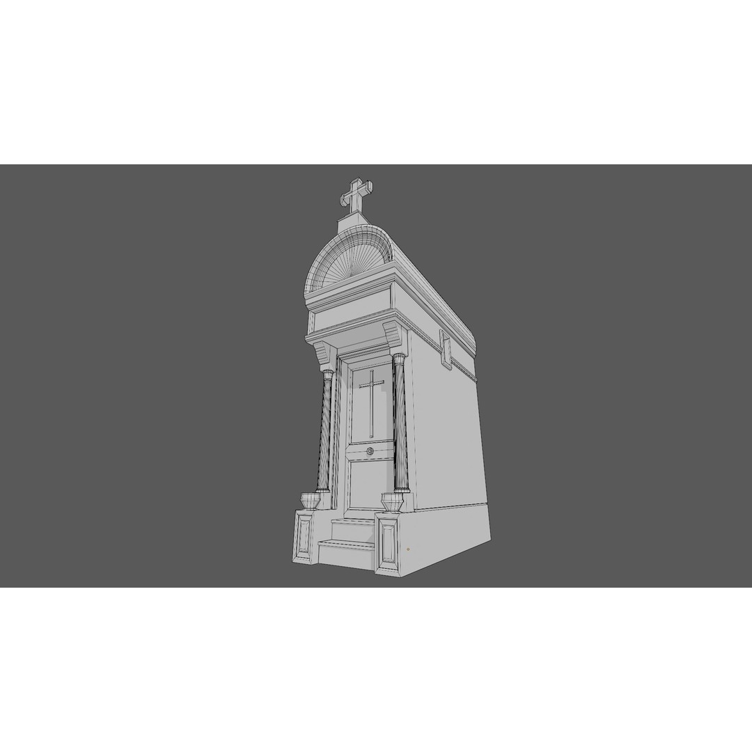 Cemetery Mausoleum 3D Model – Low Poly Game Ready Asset, FBX & OBJ - View 9