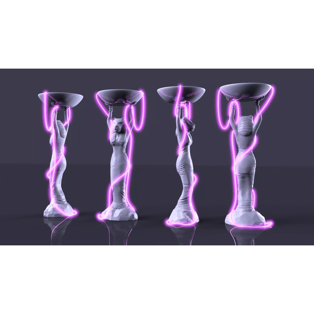 Tiger Queen Pharaoh 3D Model – Sculptural Character, FBX, Blender - View 2