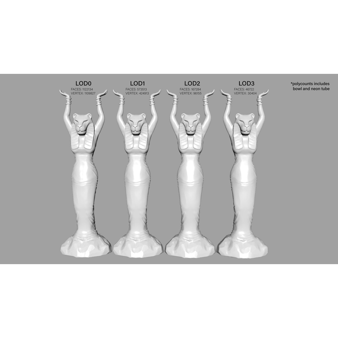 Tiger Queen Pharaoh 3D Model – Sculptural Character, FBX, Blender - View 9