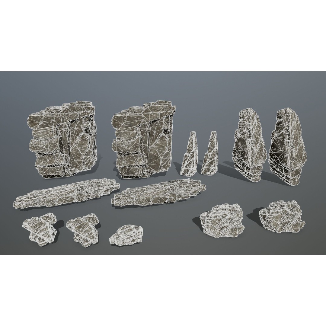 Cliff Rocks 3D Model – Low Poly Game Ready Asset, FBX, OBJ