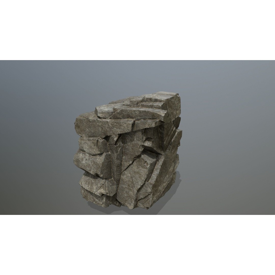 Cliff Rocks 3D Model – Low Poly Game Ready Asset, FBX, OBJ - View 16