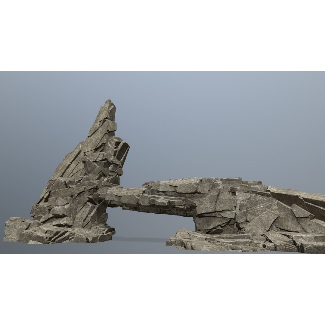 Cliff Rocks 3D Model – Low Poly Game Ready Asset, FBX, OBJ - View 17