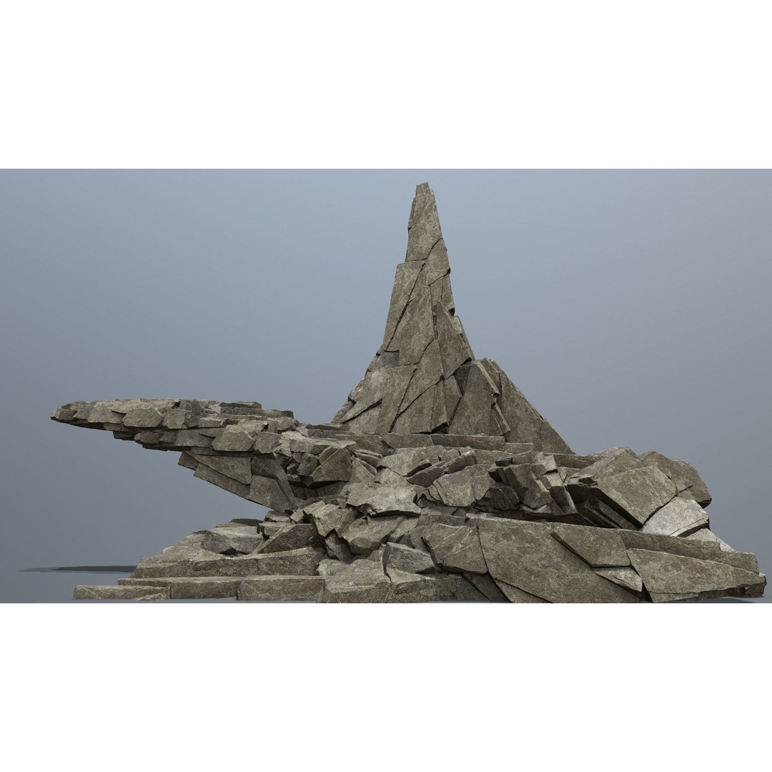 Cliff Rocks 3D Model – Low Poly Game Ready Asset, FBX, OBJ - View 18