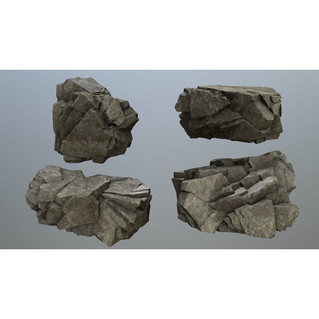 Cliff Rocks 3D Model – Low Poly Game Ready Asset, FBX, OBJ - View 4