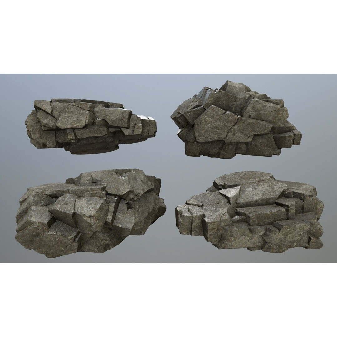 Cliff Rocks 3D Model – Low Poly Game Ready Asset, FBX, OBJ - View 5