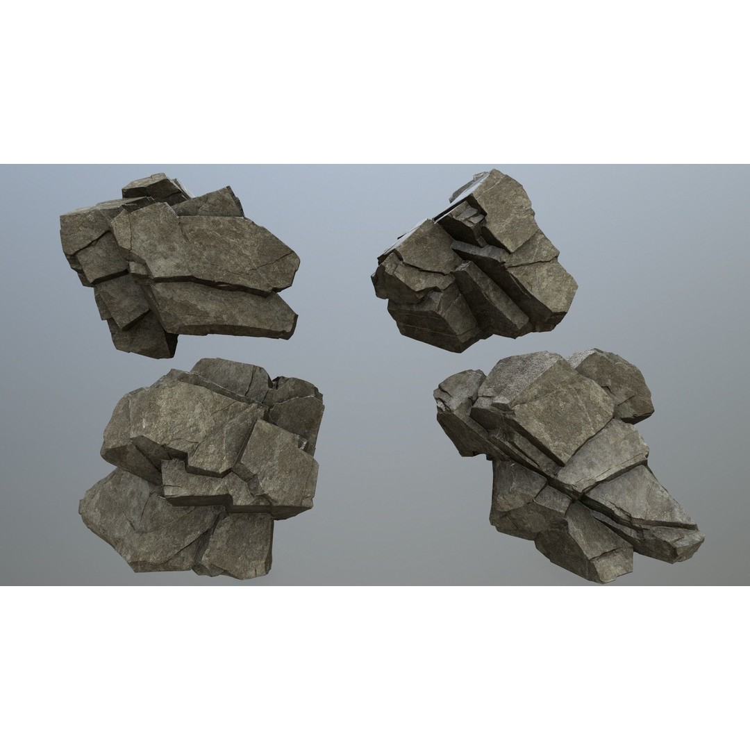 Cliff Rocks 3D Model – Low Poly Game Ready Asset, FBX, OBJ - View 6