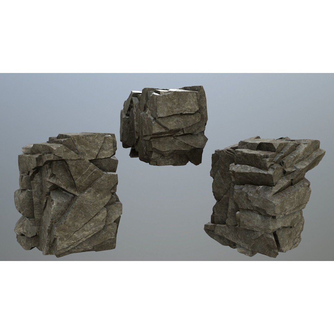 Cliff Rocks 3D Model – Low Poly Game Ready Asset, FBX, OBJ - View 9