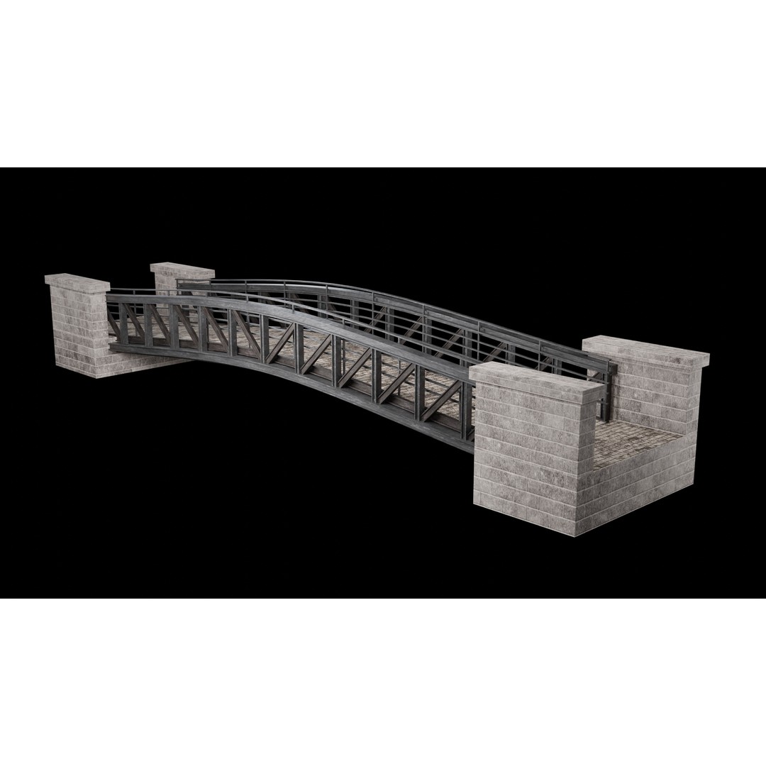 Steel Bridge Post 3D Model – Low Poly Game Asset, FBX & OBJ - View 11