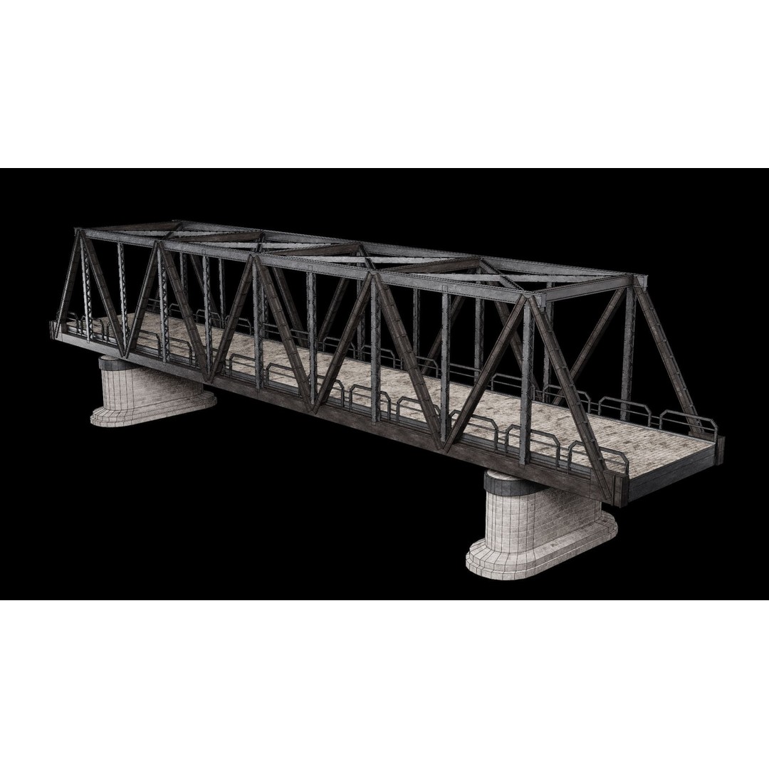 Steel Bridge Post 3D Model – Low Poly Game Asset, FBX & OBJ - View 12