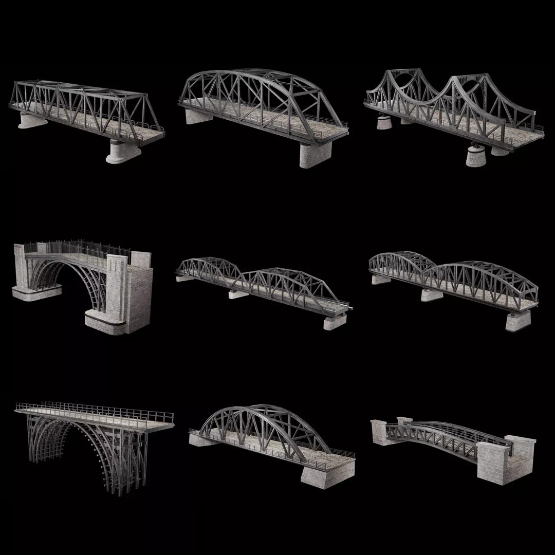 Steel Bridge Post 3D Model – Low Poly Game Asset, FBX & OBJ - View 2