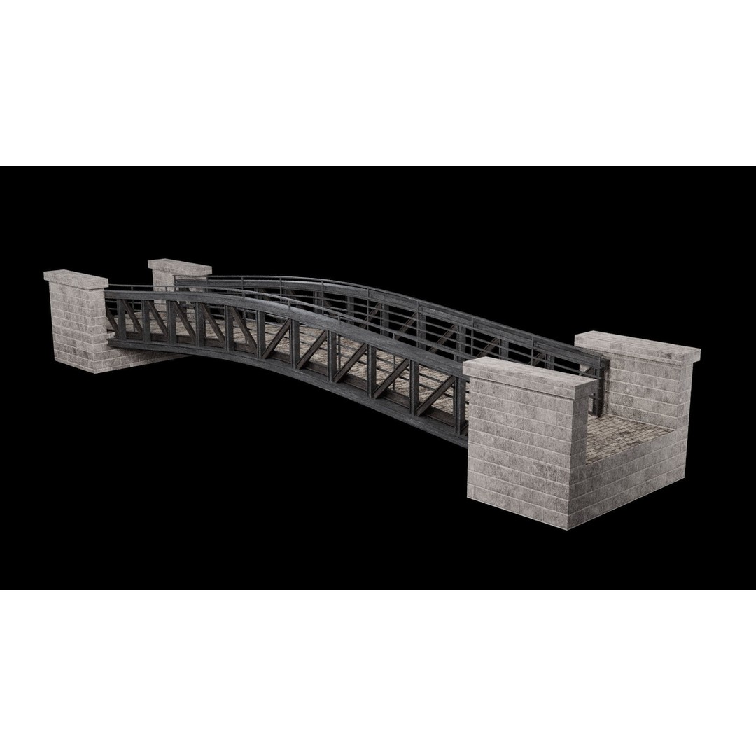 Steel Bridge Post 3D Model – Low Poly Game Asset, FBX & OBJ - View 20