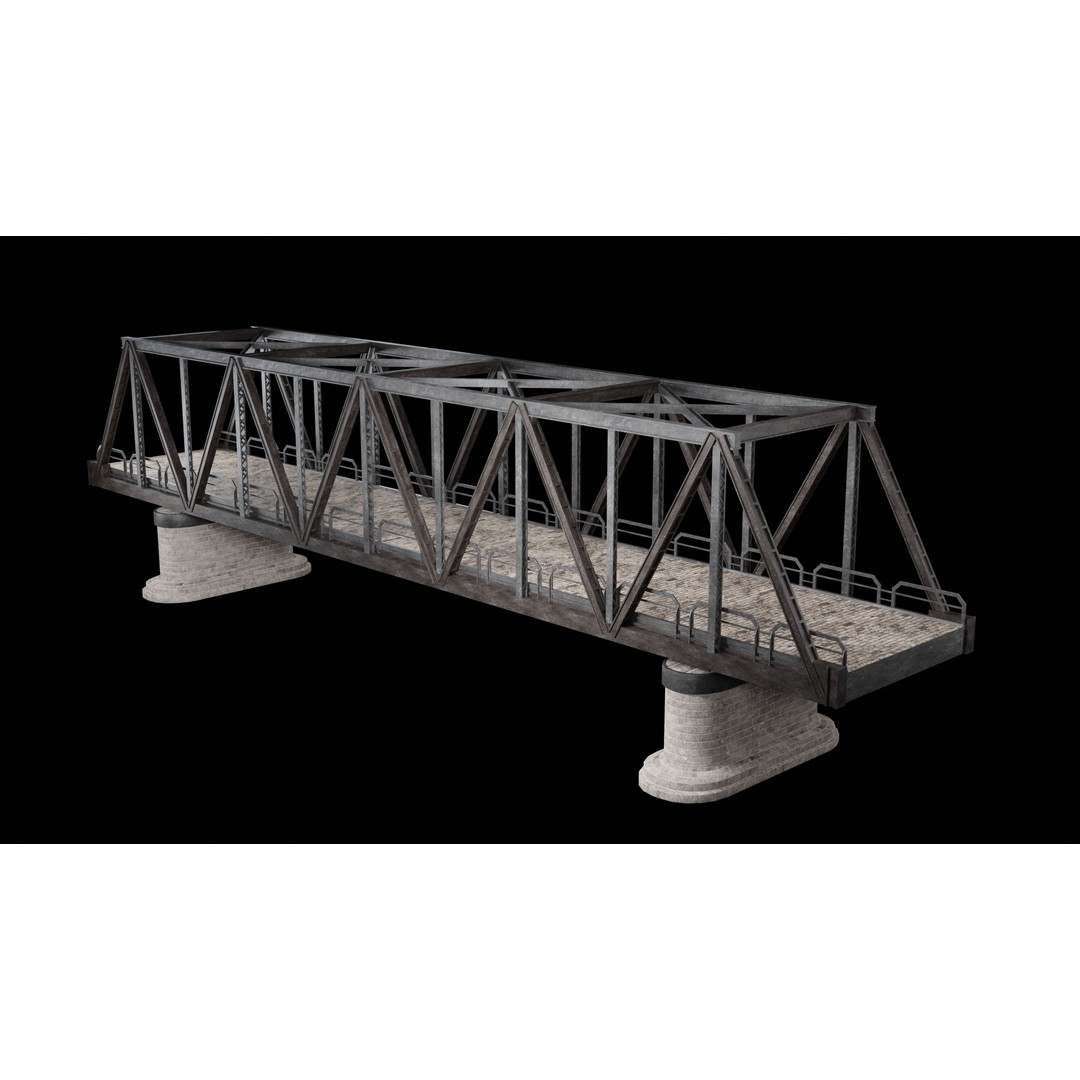 Steel Bridge Post 3D Model – Low Poly Game Asset, FBX & OBJ - View 3