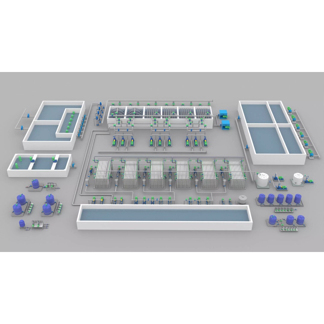 Water Treatment Plant 3D Model – PBR Industrial Asset, OBJ/FBX - View 2