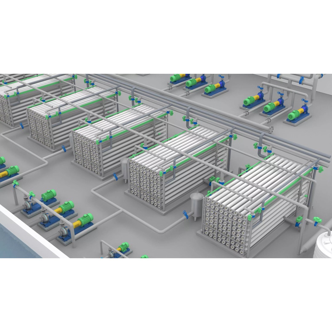 Water Treatment Plant 3D Model – PBR Industrial Asset, OBJ/FBX - View 6