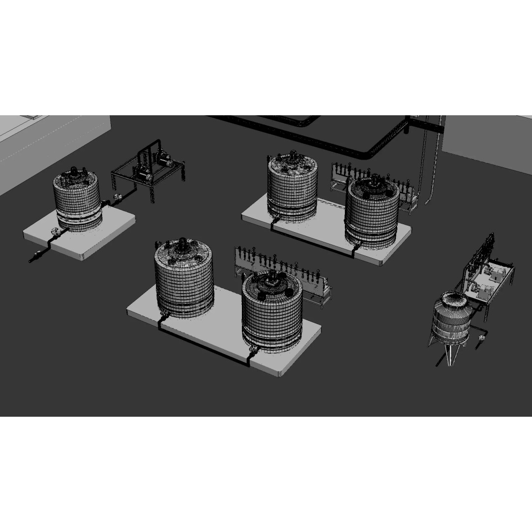 Water Treatment Plant 3D Model – PBR Industrial Asset, OBJ/FBX - View 7