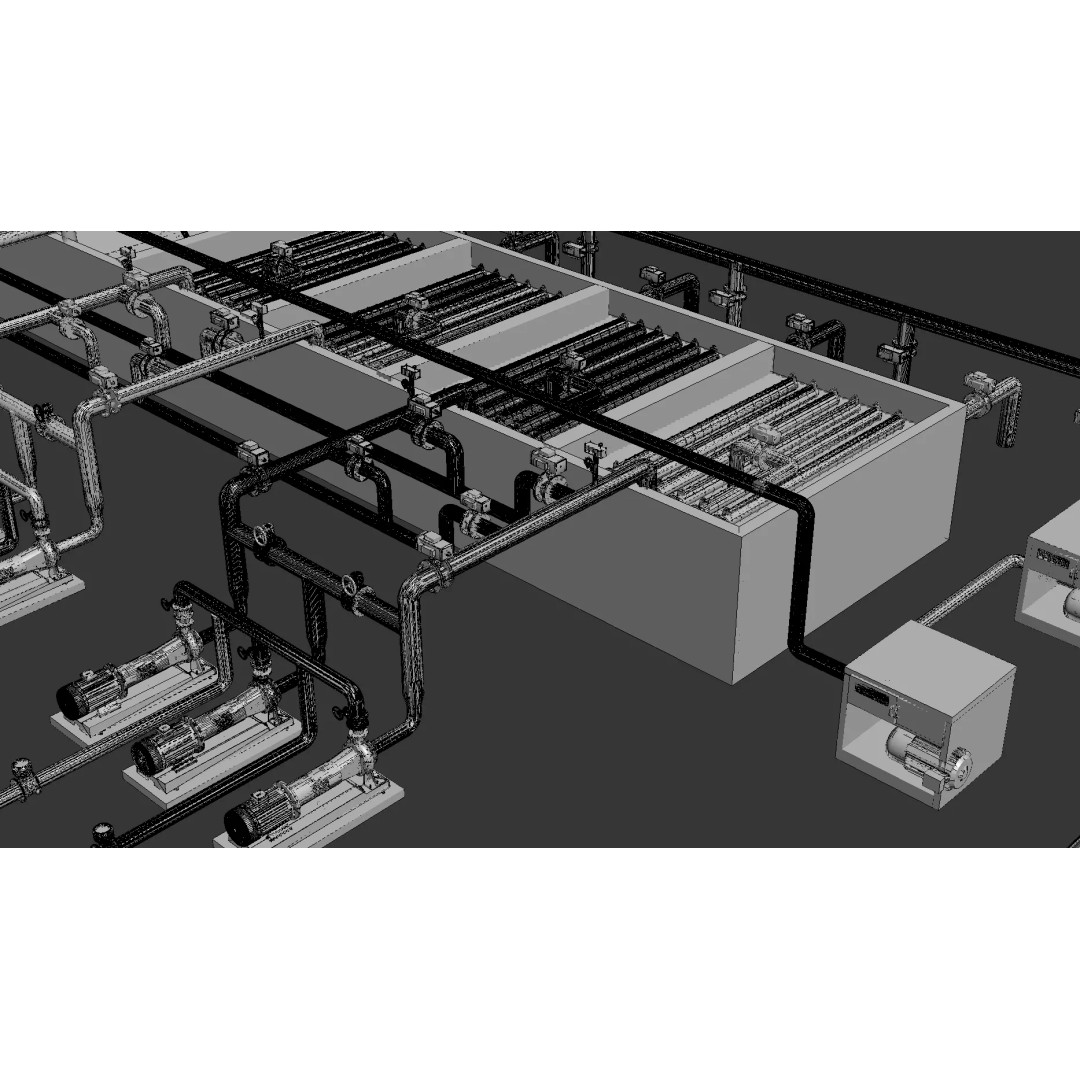 Water Treatment Plant 3D Model – PBR Industrial Asset, OBJ/FBX - View 9