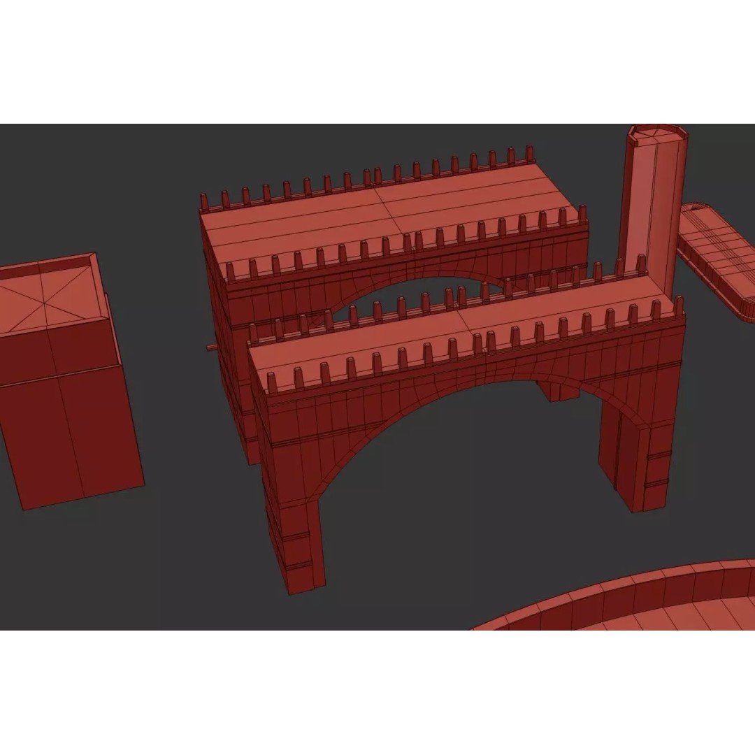 Stone Bridge Pack 3D Model – Low Poly Game Asset, PBR Textures
