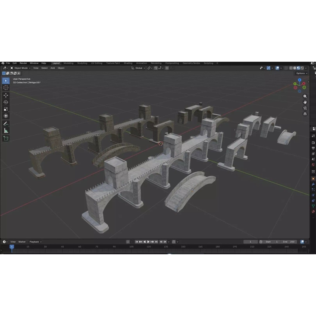 Stone Bridge Pack 3D Model – Low Poly Game Asset, PBR Textures - View 15