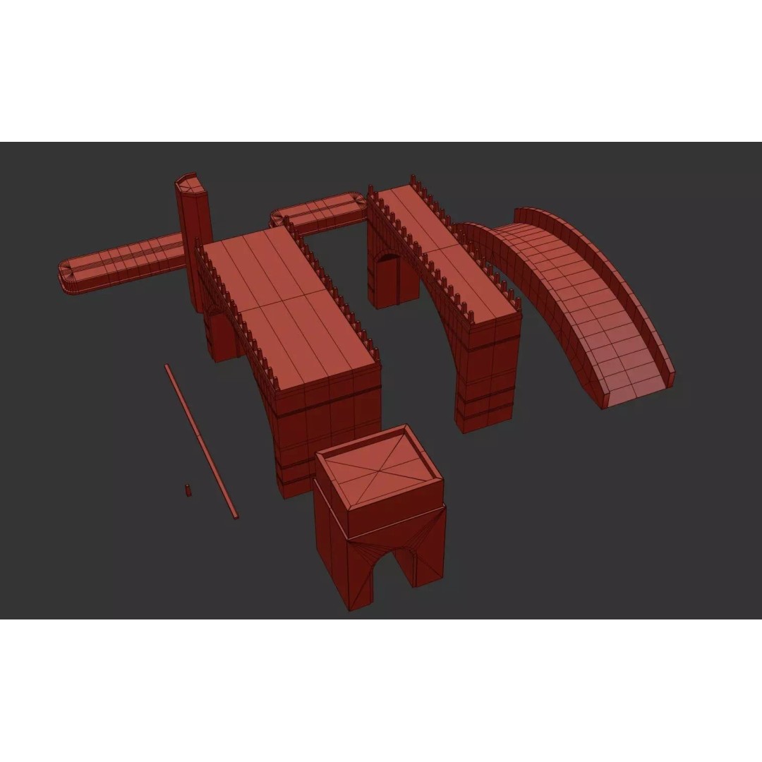 Stone Bridge Pack 3D Model – Low Poly Game Asset, PBR Textures - View 22