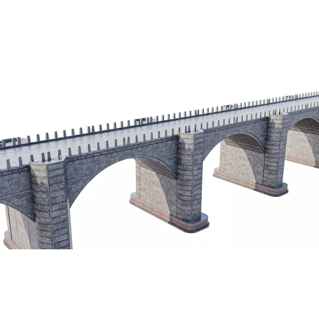Stone Bridge Pack 3D Model – Low Poly Game Asset, PBR Textures - View 3