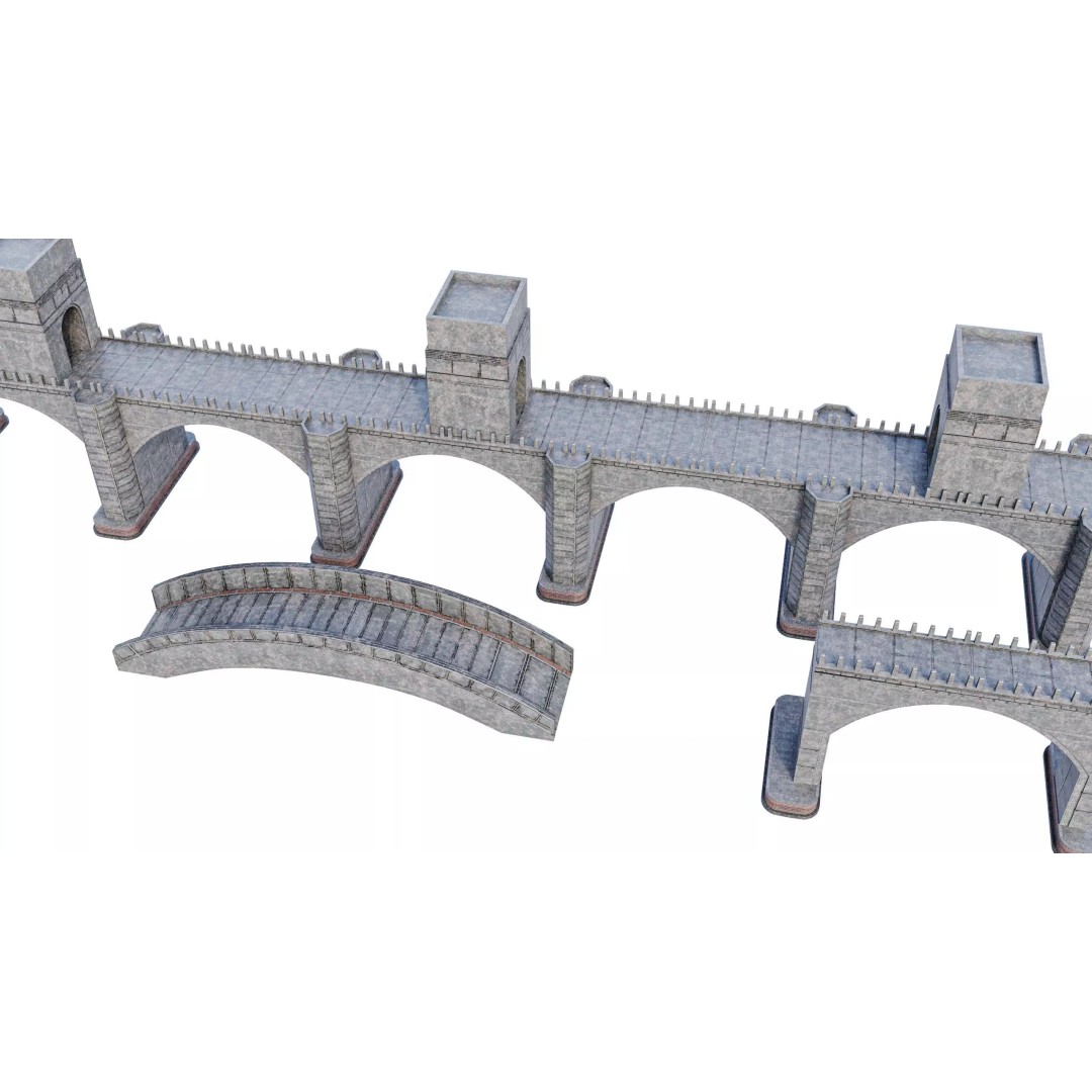 Stone Bridge Pack 3D Model – Low Poly Game Asset, PBR Textures - View 4