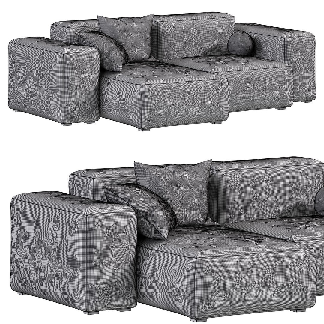 HAY Mags Soft Sofa 3D Model – Low Armrest Design, PBR Textures, FBX