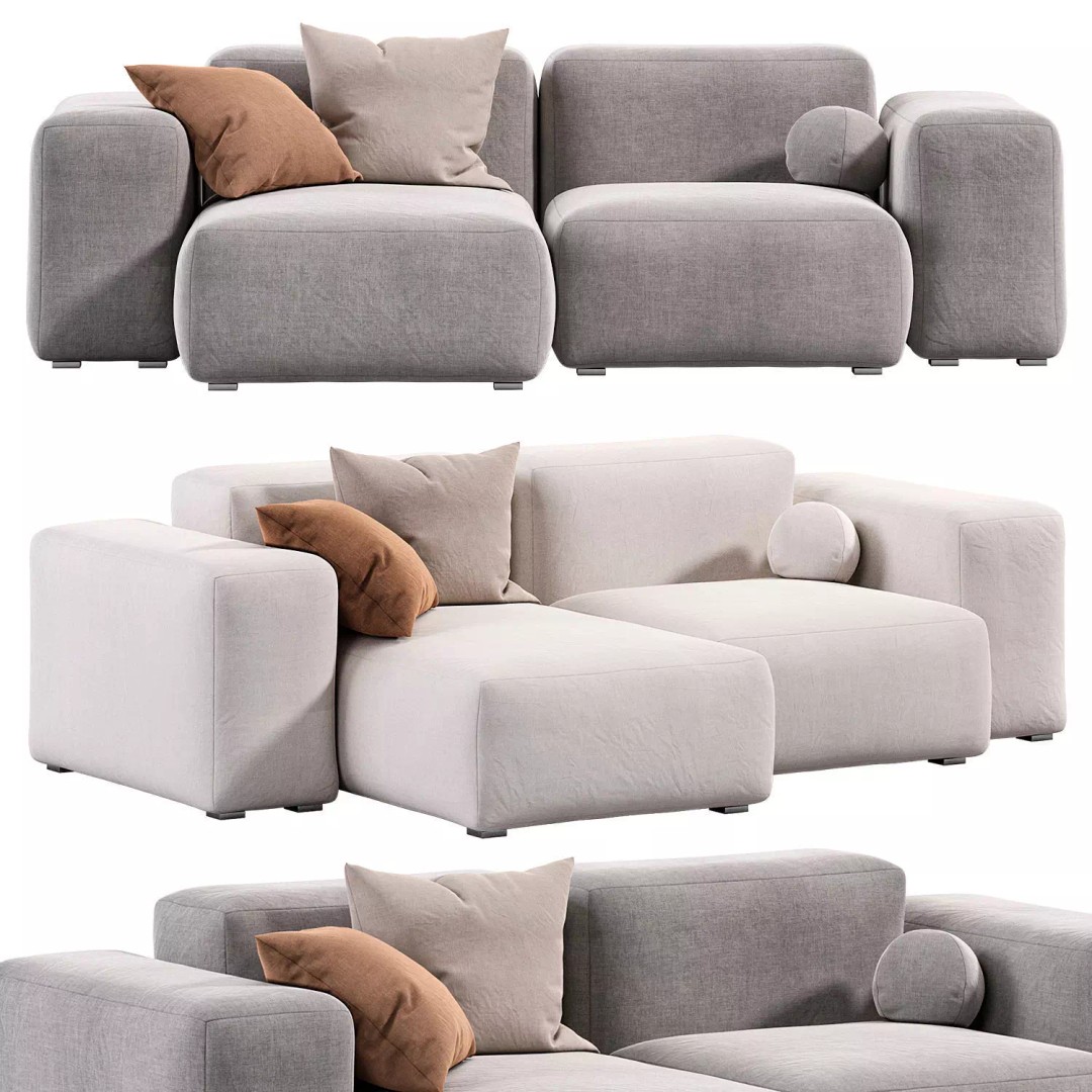 HAY Mags Soft Sofa 3D Model – Low Armrest Design, PBR Textures, FBX - View 2