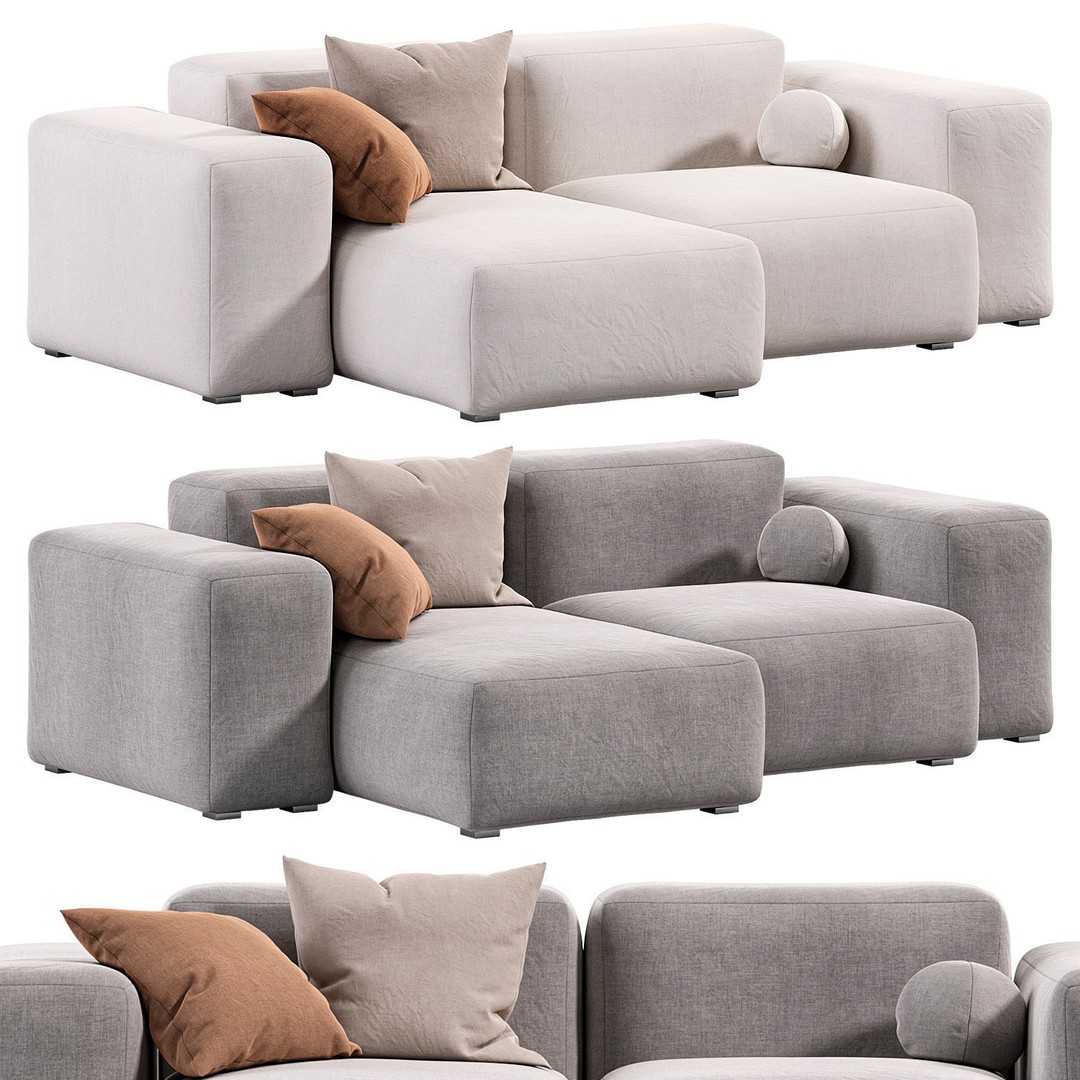 HAY Mags Soft Sofa 3D Model – Low Armrest Design, PBR Textures, FBX - View 3