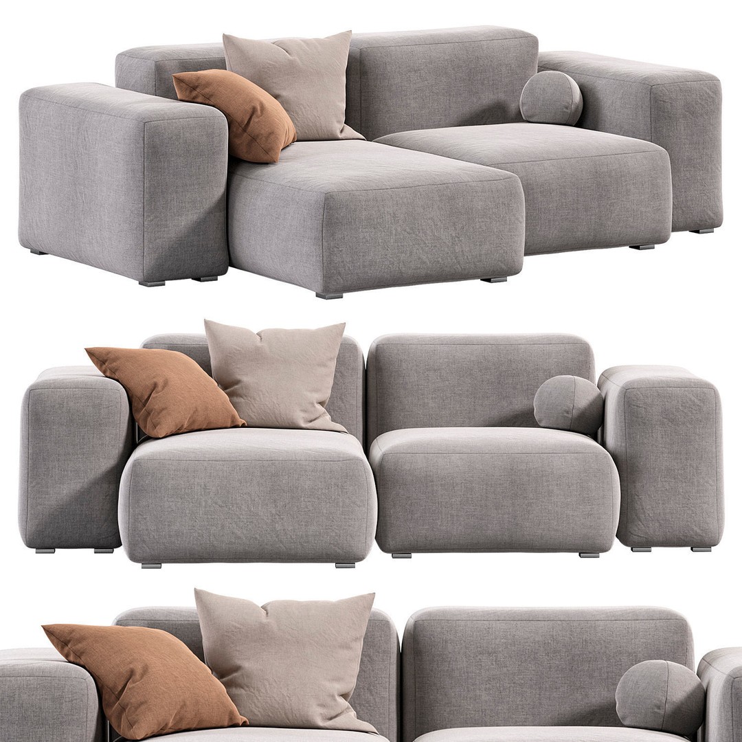 HAY Mags Soft Sofa 3D Model – Low Armrest Design, PBR Textures, FBX - View 4