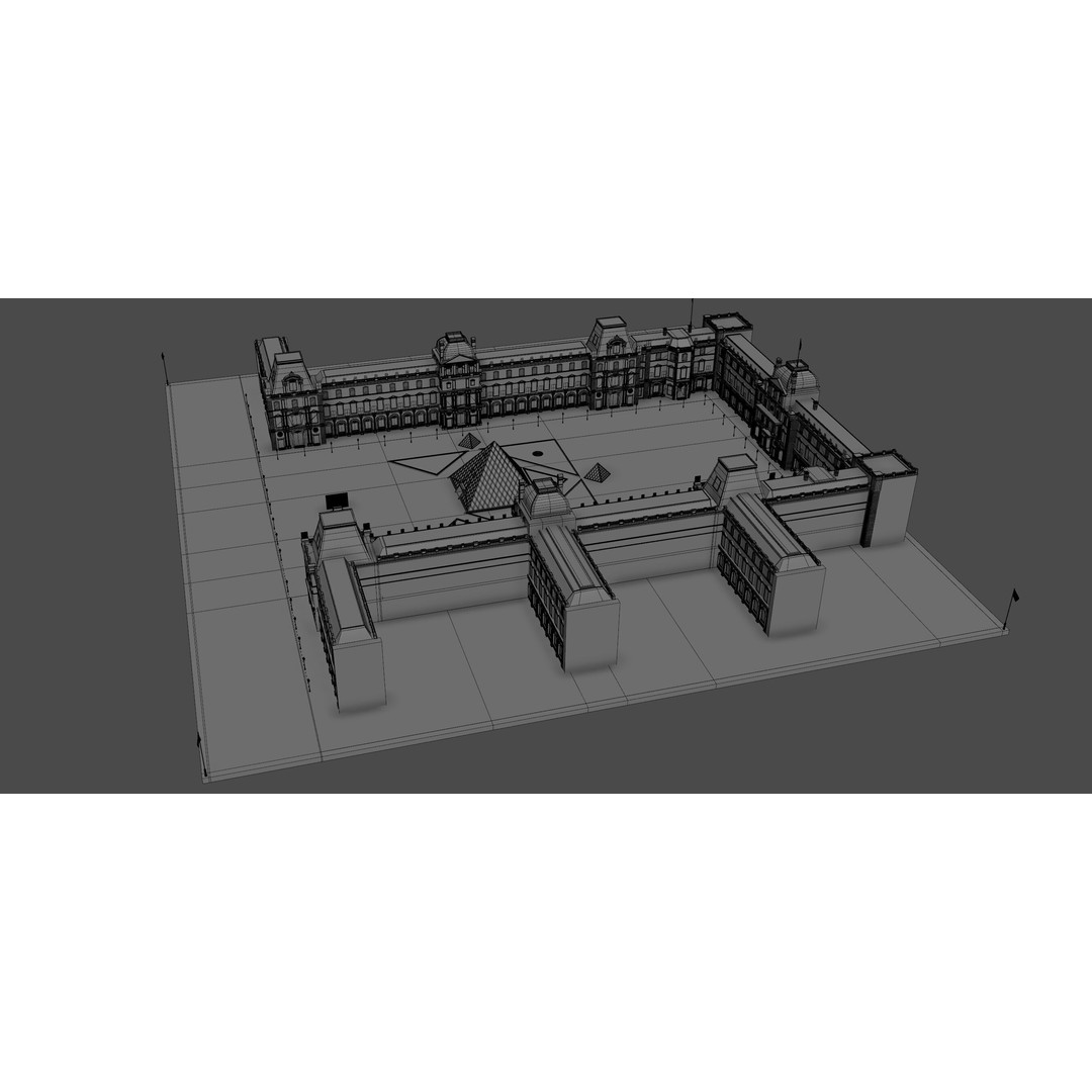 Louvre Museum 3D Model – Detailed Architectural Landmark, FBX, OBJ, Blender - View 10