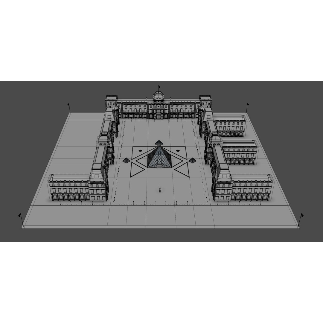 Louvre Museum 3D Model – Detailed Architectural Landmark, FBX, OBJ, Blender - View 11
