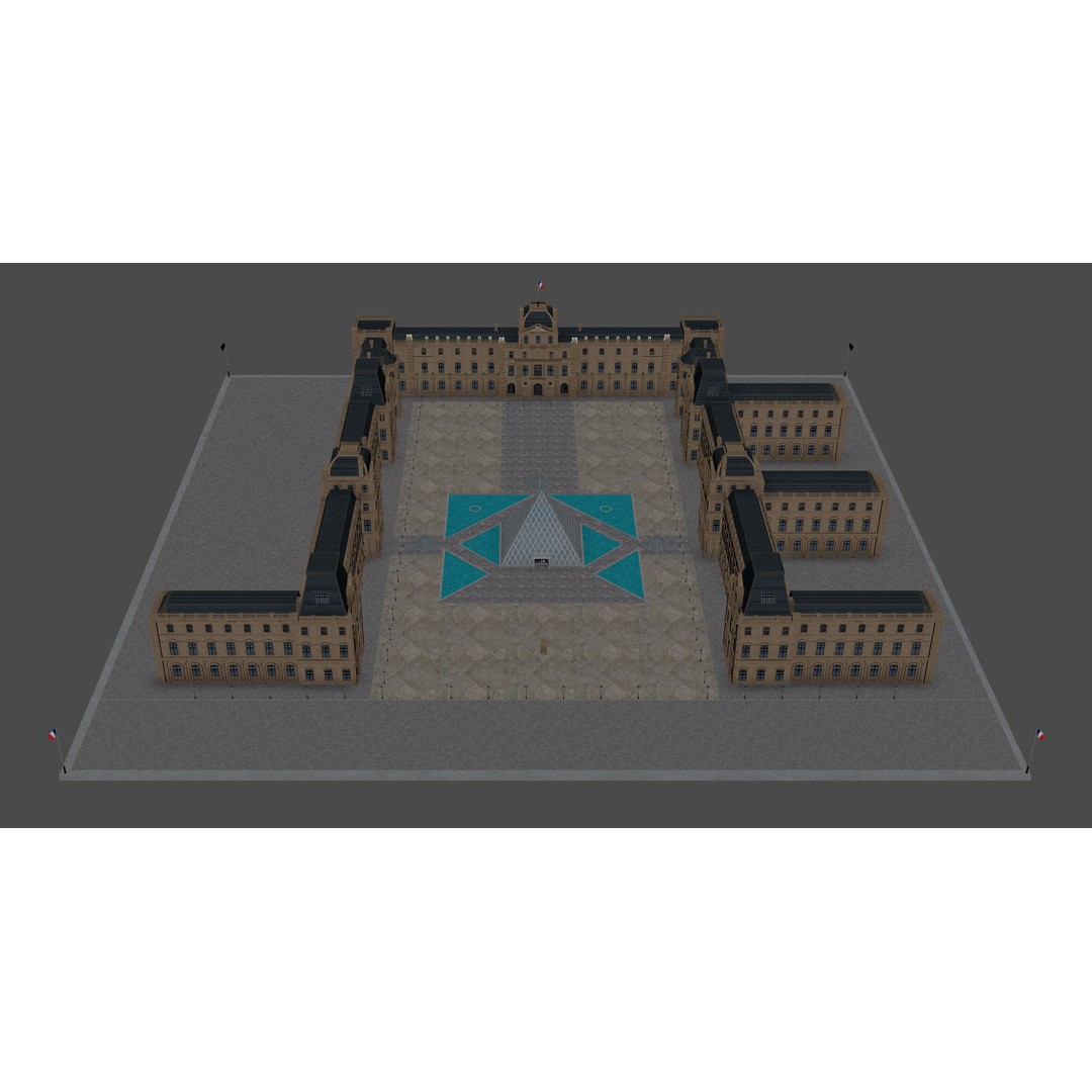 Louvre Museum 3D Model – Detailed Architectural Landmark, FBX, OBJ, Blender - View 12