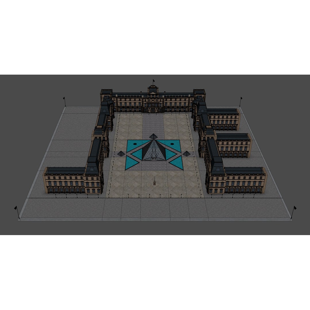 Louvre Museum 3D Model – Detailed Architectural Landmark, FBX, OBJ, Blender - View 13