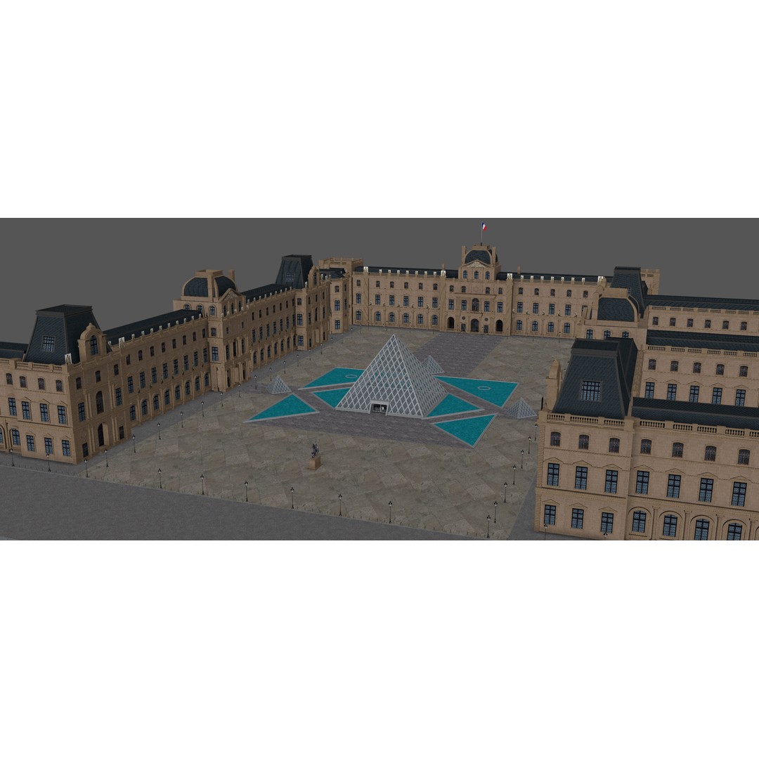 Louvre Museum 3D Model – Detailed Architectural Landmark, FBX, OBJ, Blender - View 14
