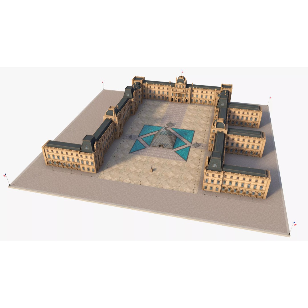 Louvre Museum 3D Model – Detailed Architectural Landmark, FBX, OBJ, Blender - View 2