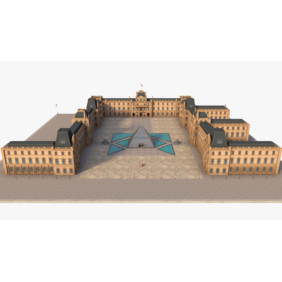 Louvre Museum 3D Model – Detailed Architectural Landmark, FBX, OBJ, Blender - View 4