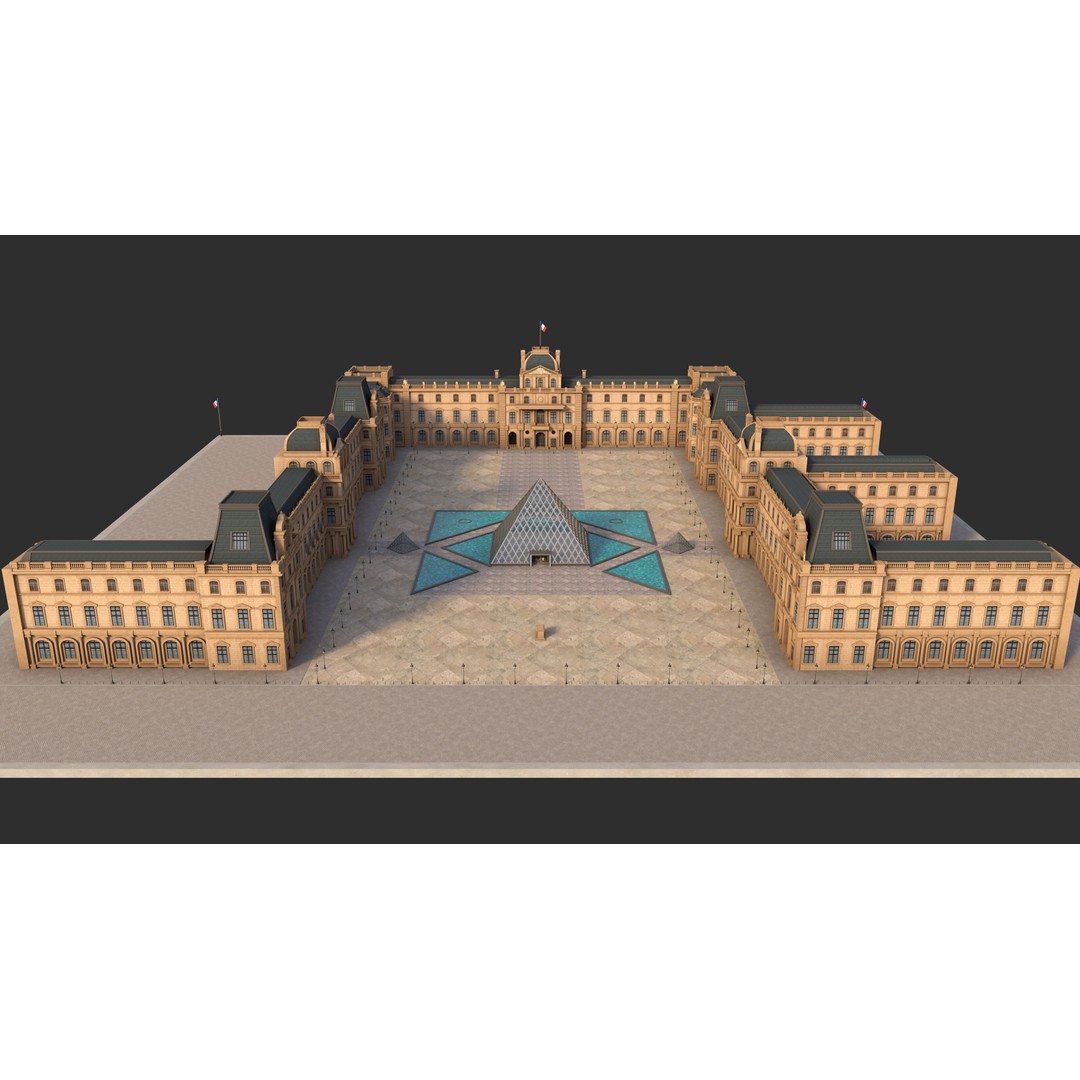 Louvre Museum 3D Model – Detailed Architectural Landmark, FBX, OBJ, Blender - View 5