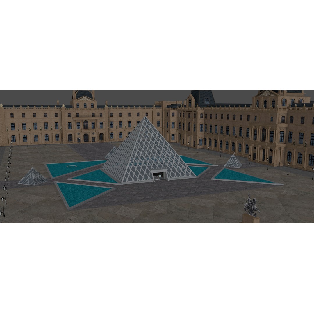 Louvre Museum 3D Model – Detailed Architectural Landmark, FBX, OBJ, Blender - View 6