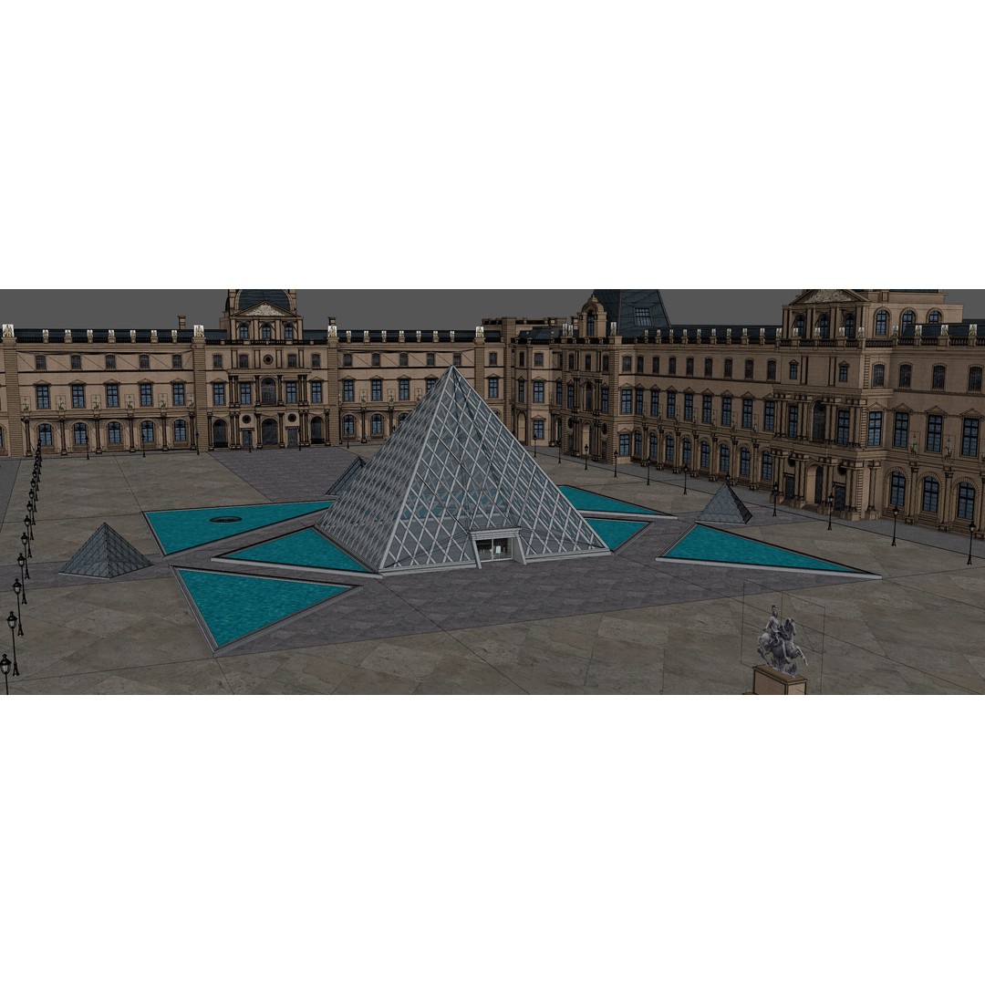 Louvre Museum 3D Model – Detailed Architectural Landmark, FBX, OBJ, Blender - View 7