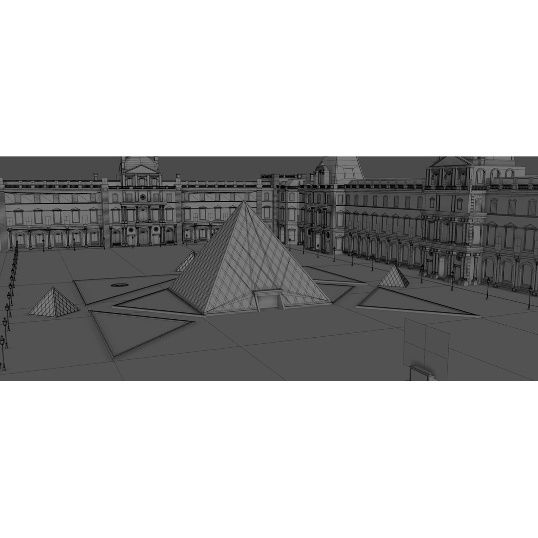 Louvre Museum 3D Model – Detailed Architectural Landmark, FBX, OBJ, Blender - View 8