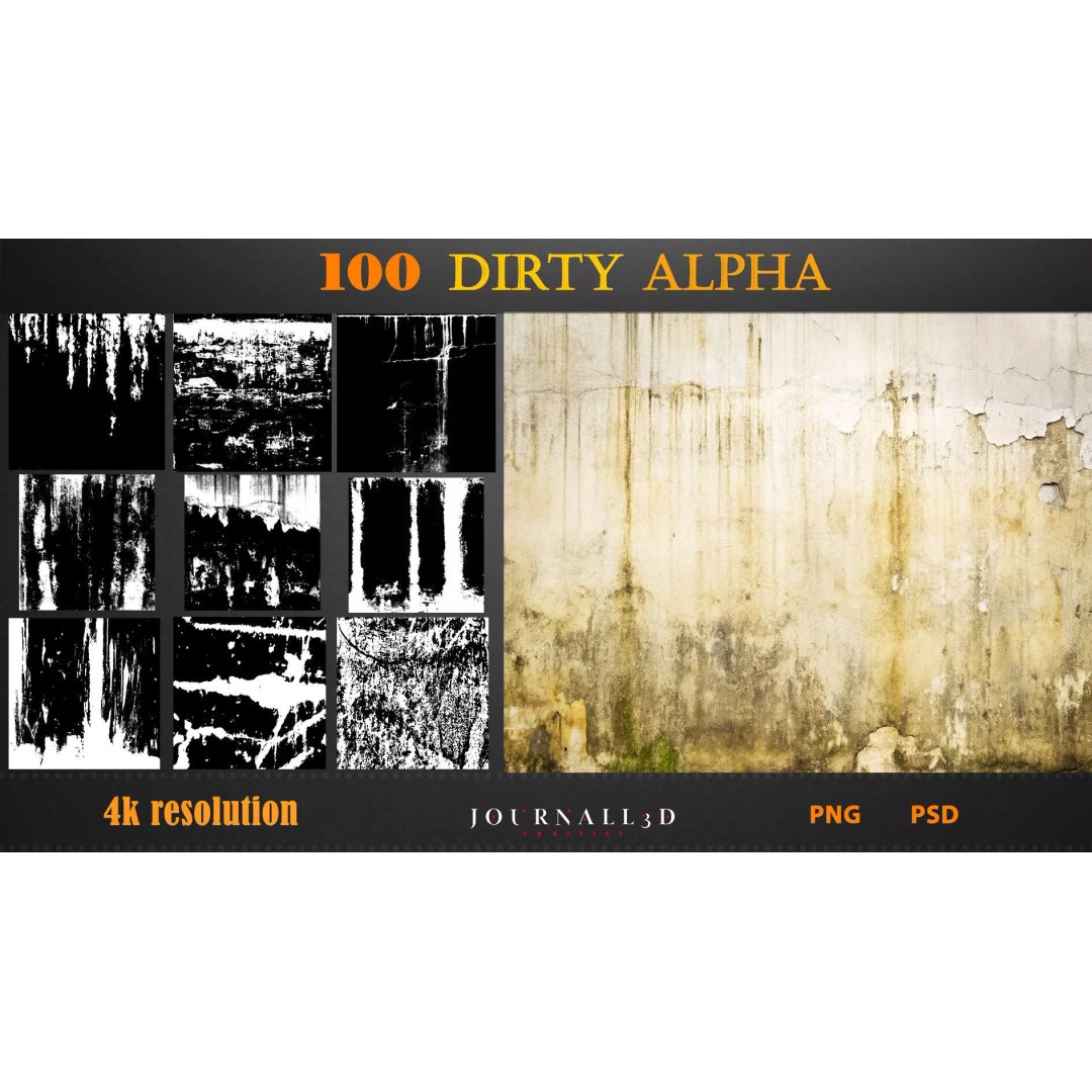 100 Alpha Dirty Textures 3D Model – Imperfection Textures, PNG, PSD - View 2