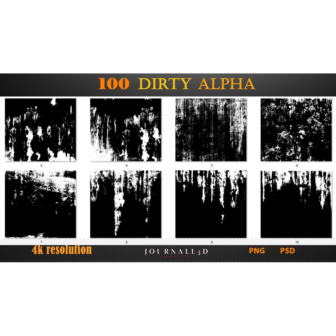 100 Alpha Dirty Textures 3D Model – Imperfection Textures, PNG, PSD - View 3