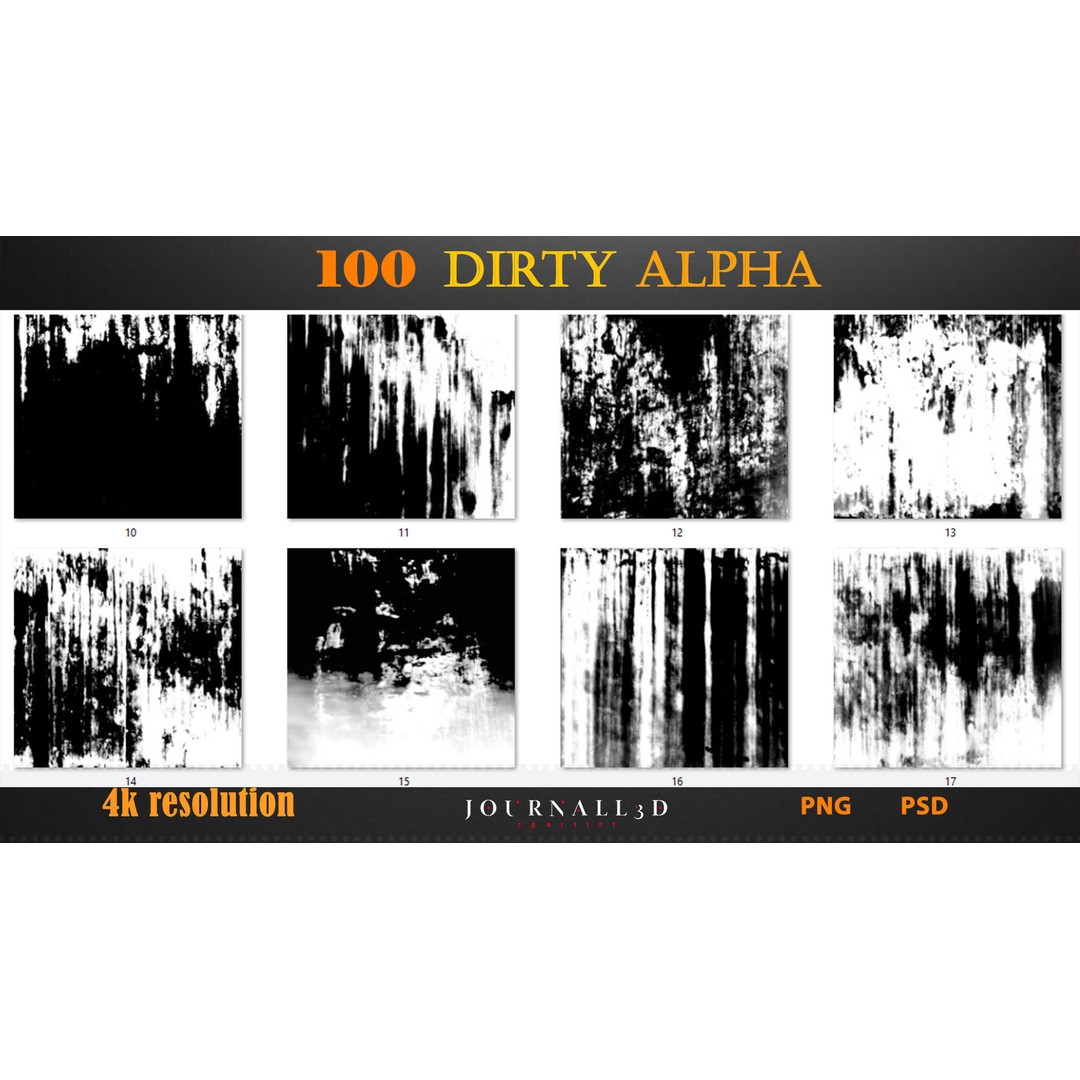 100 Alpha Dirty Textures 3D Model – Imperfection Textures, PNG, PSD - View 4
