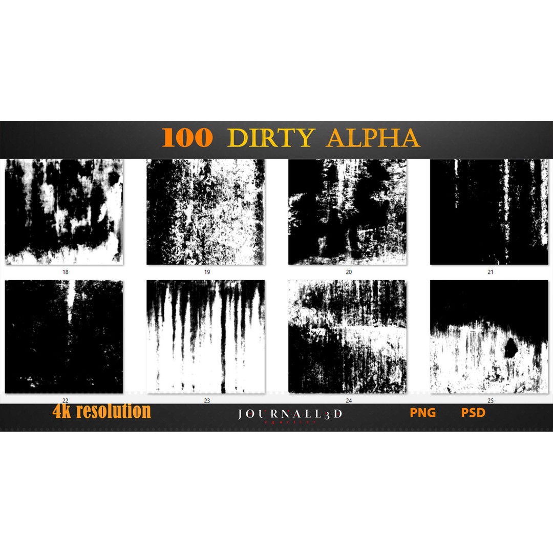 100 Alpha Dirty Textures 3D Model – Imperfection Textures, PNG, PSD - View 5