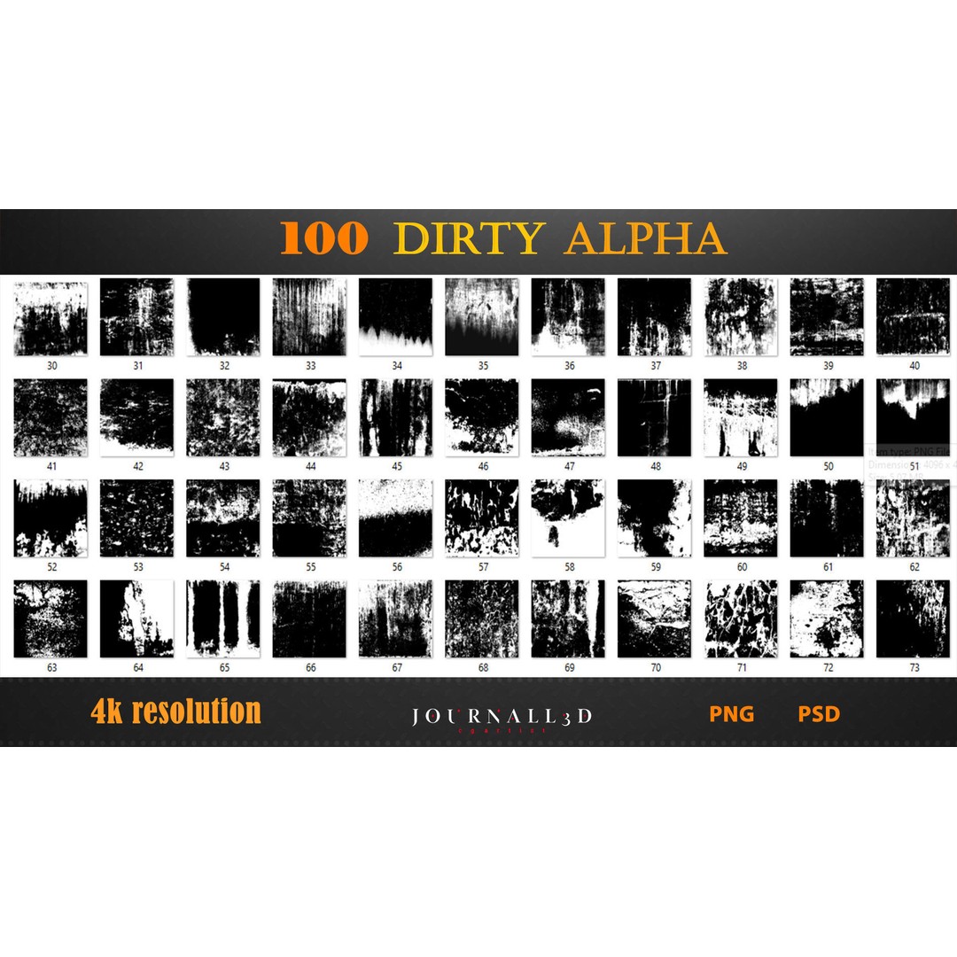 100 Alpha Dirty Textures 3D Model – Imperfection Textures, PNG, PSD - View 7