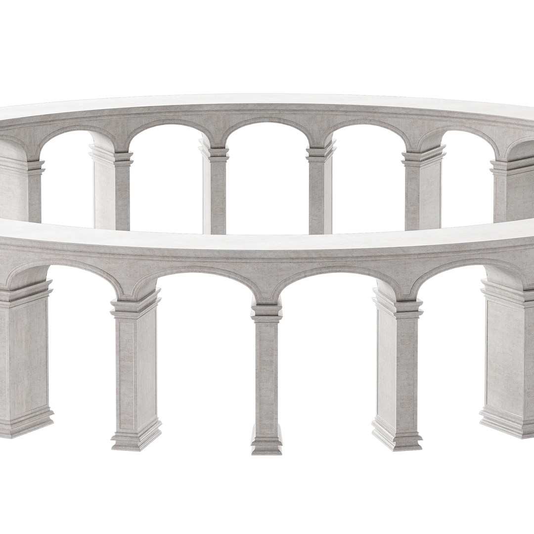 Classical Circular Marble Colonnade 3D Model – Grand Columns, PBR Textures, FBX