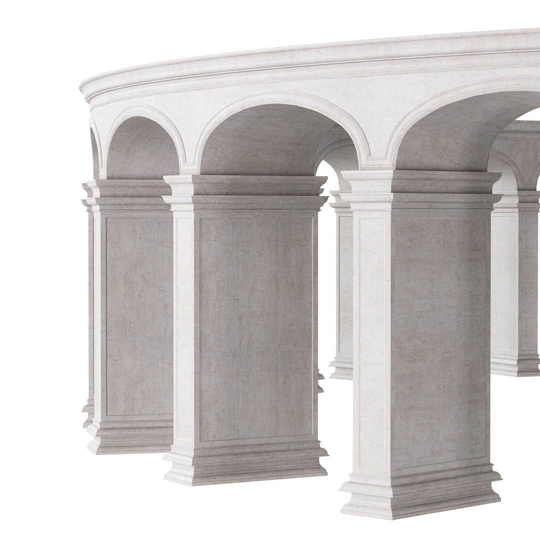 Classical Circular Marble Colonnade 3D Model – Grand Columns, PBR Textures, FBX - View 3